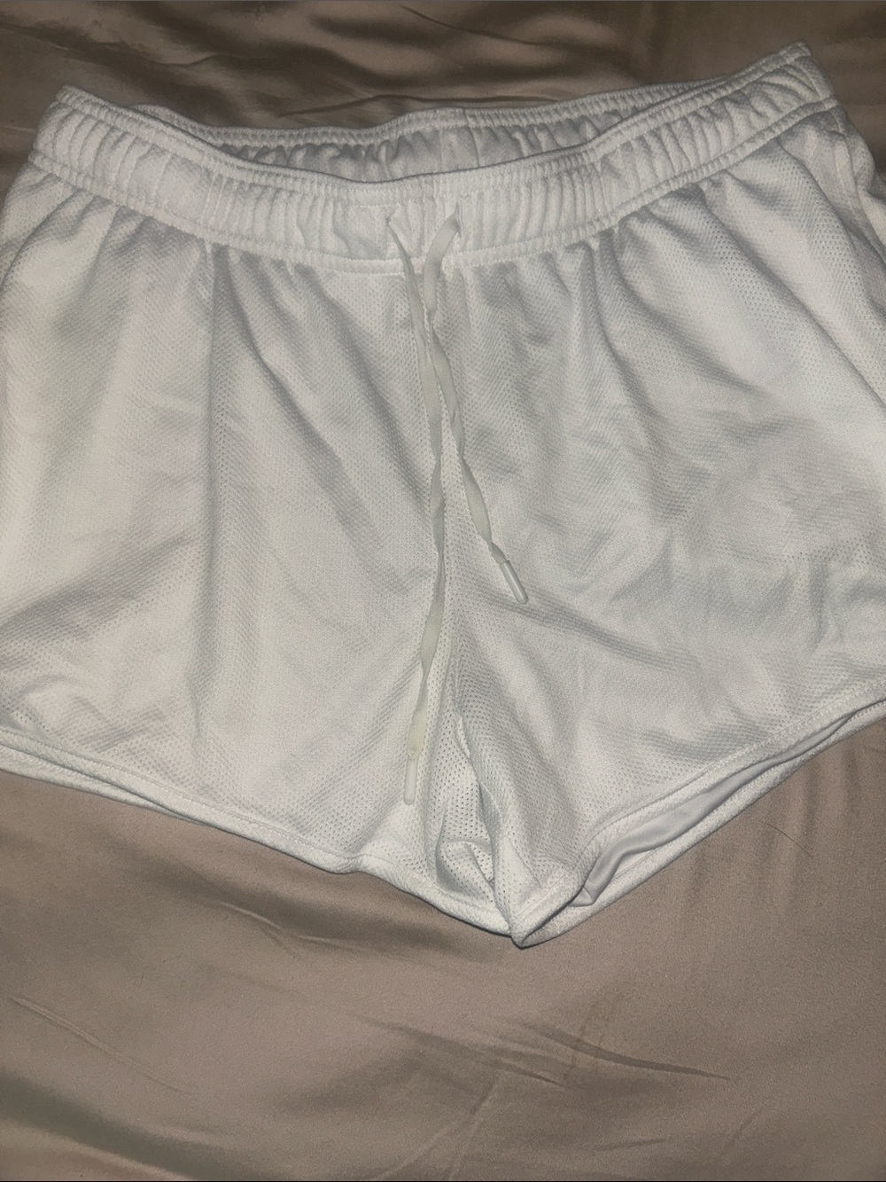 Athletic Works White Women's Mesh Athletic Shorts with Drawstring